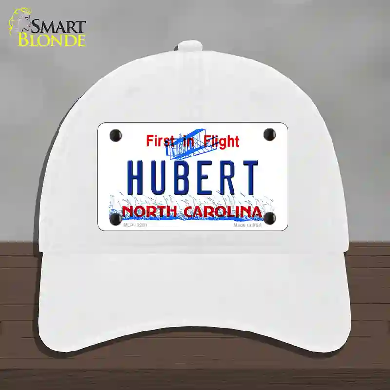 North Carolina Hubert Novelty License Plate Hat Unconstructed Cotton / White