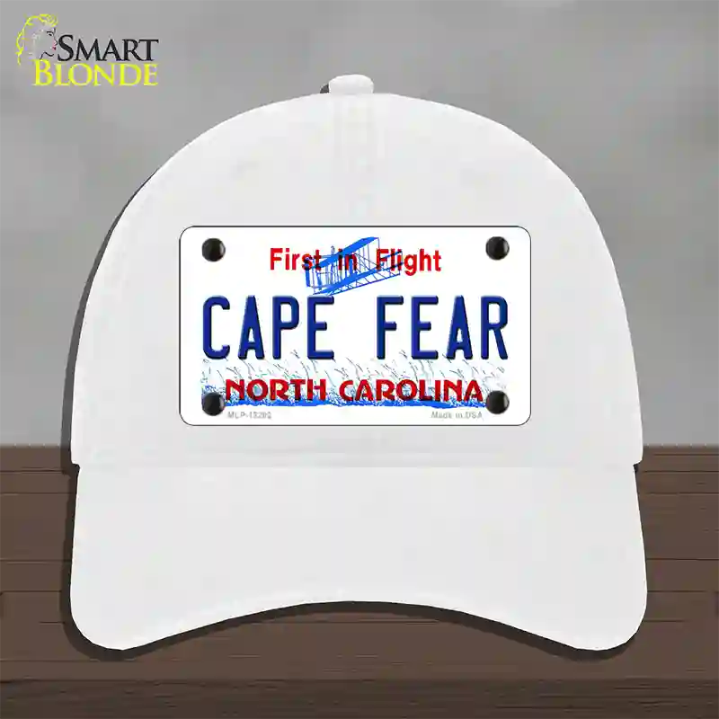 North Carolina Cape Fear Novelty License Plate Hat Unconstructed Cotton / White