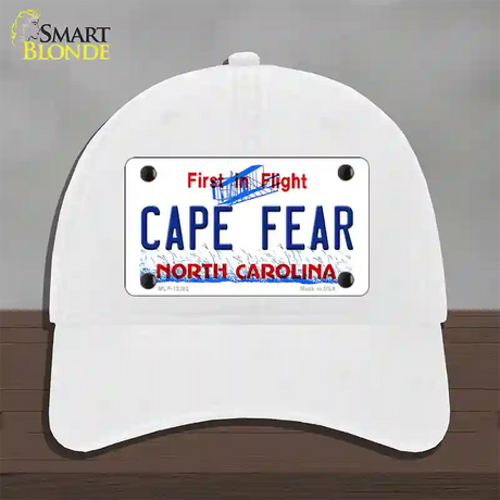 North Carolina Cape Fear Novelty License Plate Hat Unconstructed Cotton / White