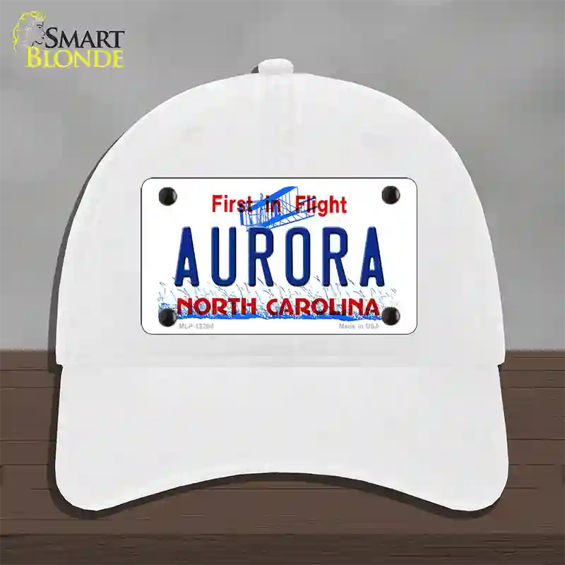 North Carolina Aurora Novelty License Plate Hat Unconstructed Cotton / White