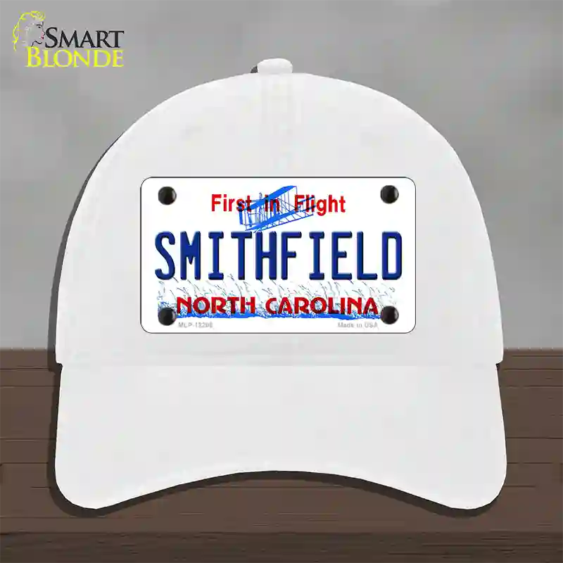 North Carolina Smithfield Novelty License Plate Hat Unconstructed Cotton / White