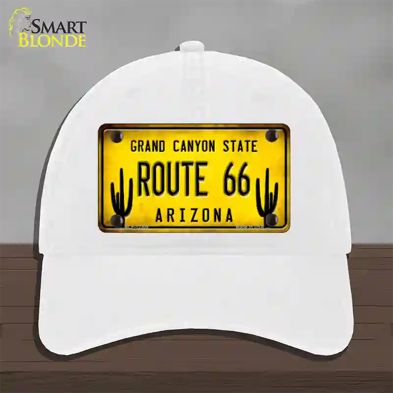 Arizona Route 66 Novelty License Plate Hat Unconstructed Cotton / White