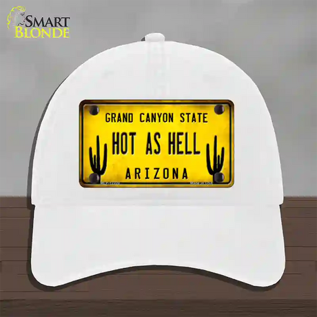 Arizona Hot as Hell Novelty License Plate Hat Unconstructed Cotton / White