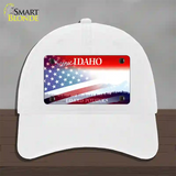 Idaho with American Flag Novelty License Plate Hat Unconstructed Cotton / White