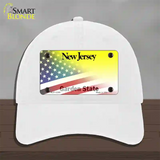 New Jersey with American Flag Novelty License Plate Hat Unconstructed Cotton / White