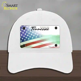 Tennessee with American Flag Novelty License Plate Hat Unconstructed Cotton / White