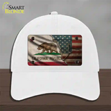 California/American Flag Novelty License Plate Hat Unconstructed Cotton / White