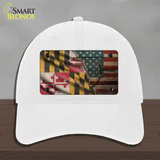 Maryland/American Flag Novelty License Plate Hat Unconstructed Cotton / White