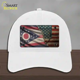 Ohio/American Flag Novelty License Plate Hat Unconstructed Cotton / White