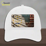 Rhode Island/American Flag Novelty License Plate Hat Unconstructed Cotton / White