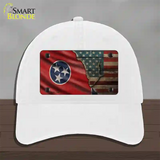 Tennessee/American Flag Novelty License Plate Hat Unconstructed Cotton / White