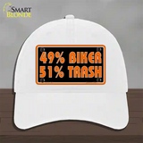 49% Biker 51% Trash Novelty License Plate Hat Unconstructed Cotton / White