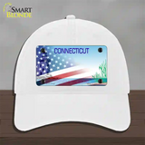 Connecticut Preserve with American Flag Novelty License Plate Hat Unconstructed Cotton / White