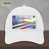 California Tahoe Plate American Flag Novelty License Plate Hat Unconstructed Cotton / White