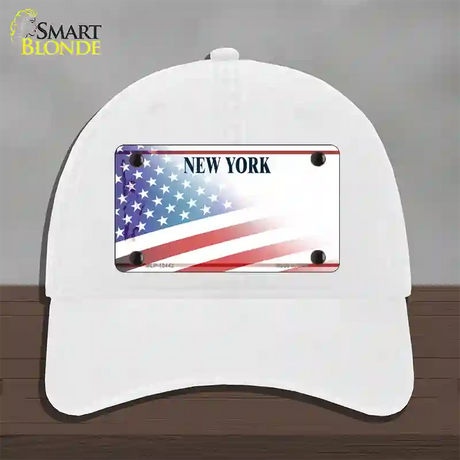 New York Liberty Plate American Flag Novelty License Plate Hat Unconstructed Cotton / White