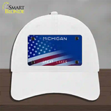 Michigan Great Lakes Plate American Flag Novelty License Plate Hat Unconstructed Cotton / White