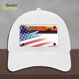 Nebraska Amber with American Flag Novelty License Plate Hat Unconstructed Cotton / White