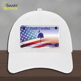 South Carolina Travel Plate American Flag Novelty License Plate Hat Unconstructed Cotton / White