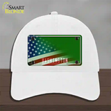 Washington Green with American Flag Novelty License Plate Hat Unconstructed Cotton / White