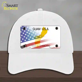 Guam with American Flag Novelty License Plate Hat Unconstructed Cotton / White