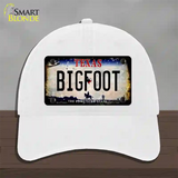 Bigfoot Texas Novelty License Plate Hat Unconstructed Cotton / White