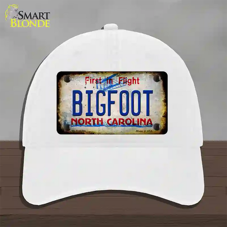 Bigfoot North Carolina Novelty License Plate Hat Tag Unconstructed Cotton / White