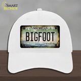 Bigfoot Michigan Novelty License Plate Hat Unconstructed Cotton / White