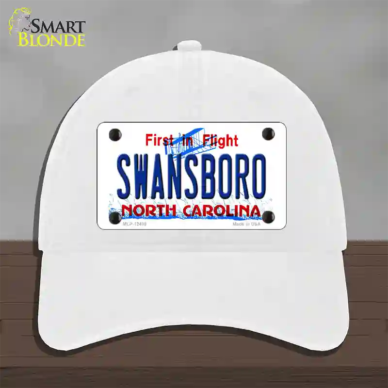 Swansboro North Carolina Novelty License Plate Hat Unconstructed Cotton / White