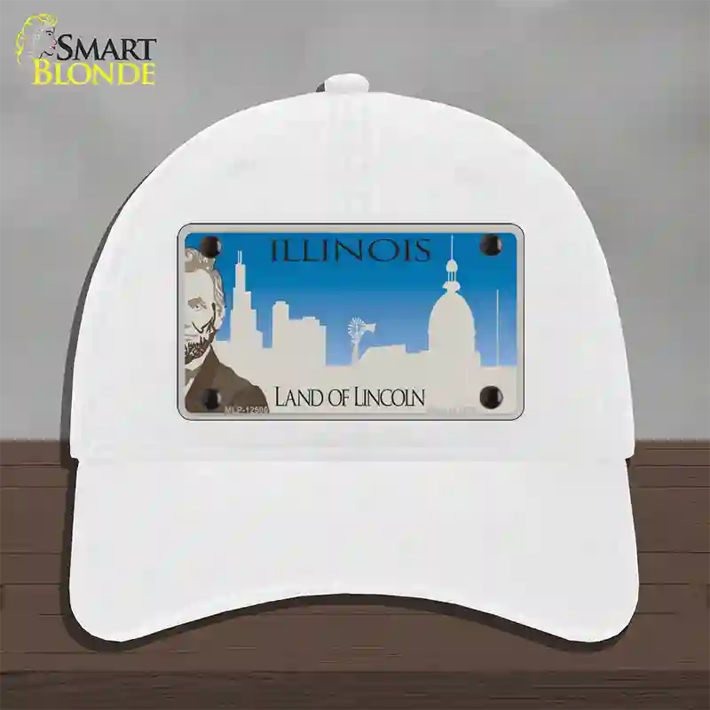 Illinois Blank Novelty License Plate Hat Unconstructed Cotton / White