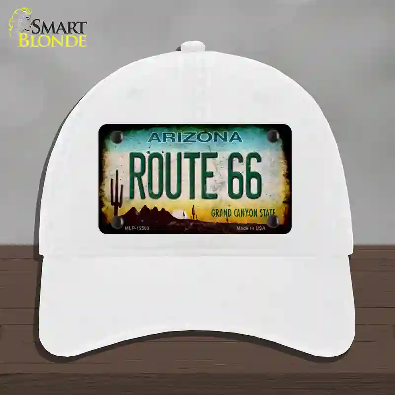 Route 66 Arizona Rusty Novelty License Plate Hat Unconstructed Cotton / White