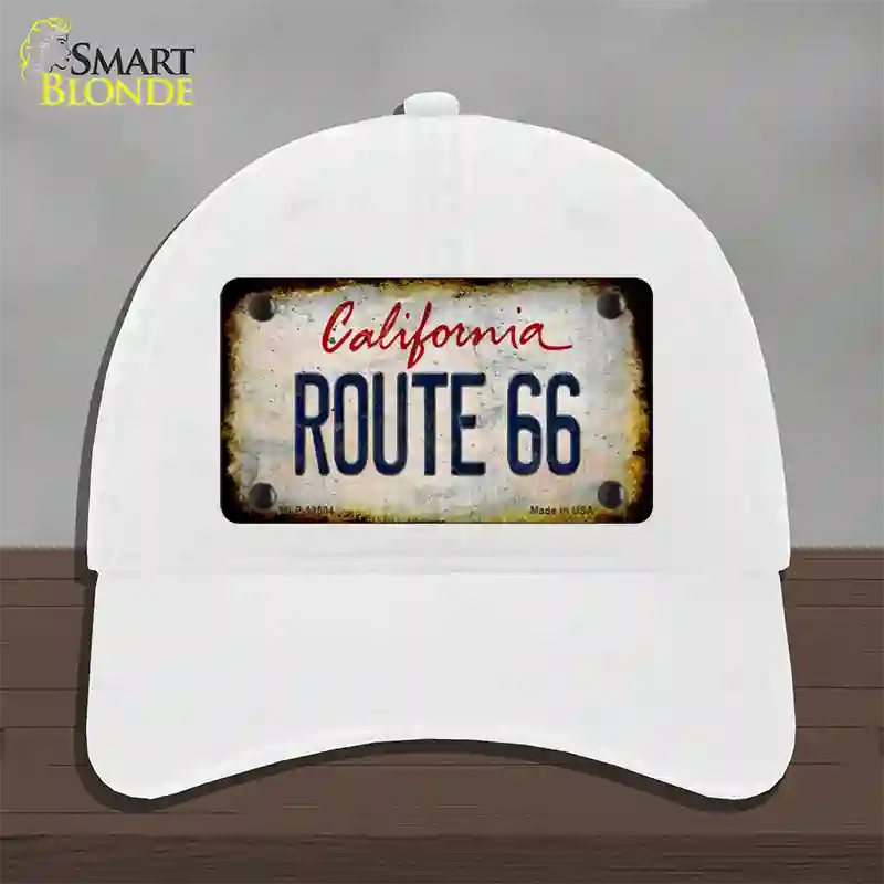 Route 66 California Rusty Novelty License Plate Hat Unconstructed Cotton / White