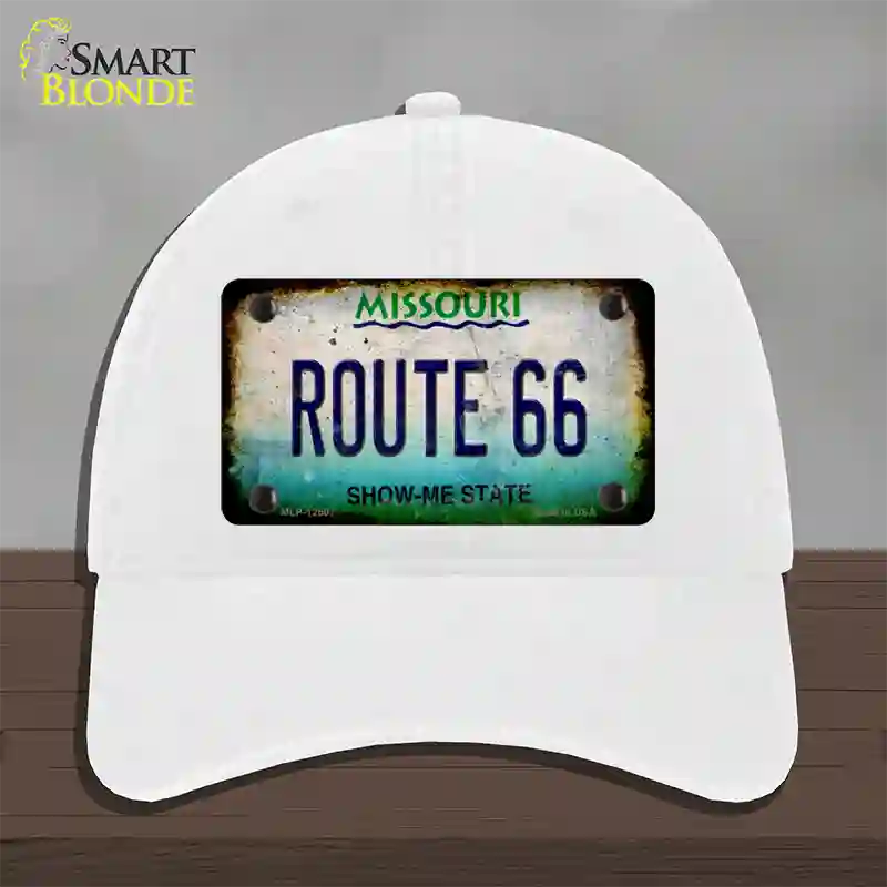 Route 66 Missouri Rusty Novelty License Plate Hat Unconstructed Cotton / White