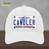 Candler North Carolina Novelty License Plate Hat Unconstructed Cotton / White