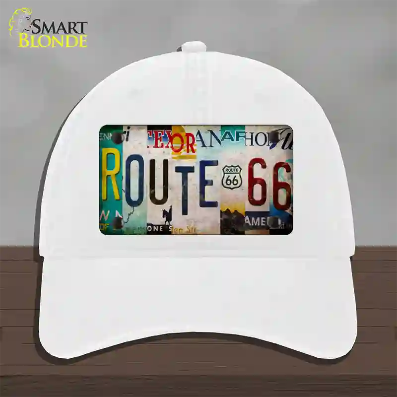 Route 66 Strip Novelty License Plate Hat Unconstructed Cotton / White