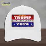 Re-Elect Trump 2024 Novelty License Plate Hat Unconstructed Cotton / White