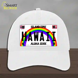 Hawaii Novelty License Plate Hat Unconstructed Cotton / White