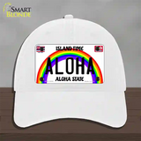 Aloha Hawaii Novelty License Plate Hat Unconstructed Cotton / White