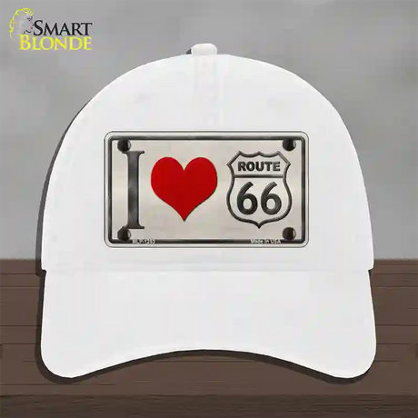 I Love Route 66 Novelty License Plate Hat Unconstructed Cotton / White