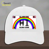 Hawaii Surfboard Novelty License Plate Hat Unconstructed Cotton / White