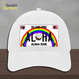 Aloha Coconut Hawaii Novelty License Plate Hat Unconstructed Cotton / White