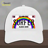 Surfer Hawaii Novelty License Plate Hat Unconstructed Cotton / White