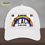 Beach Hawaii Novelty License Plate Hat Unconstructed Cotton / White