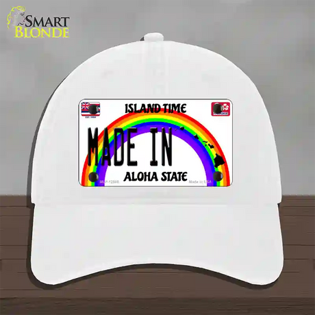 Made In Hawaii Silhouette Novelty License Plate Hat Unconstructed Cotton / White