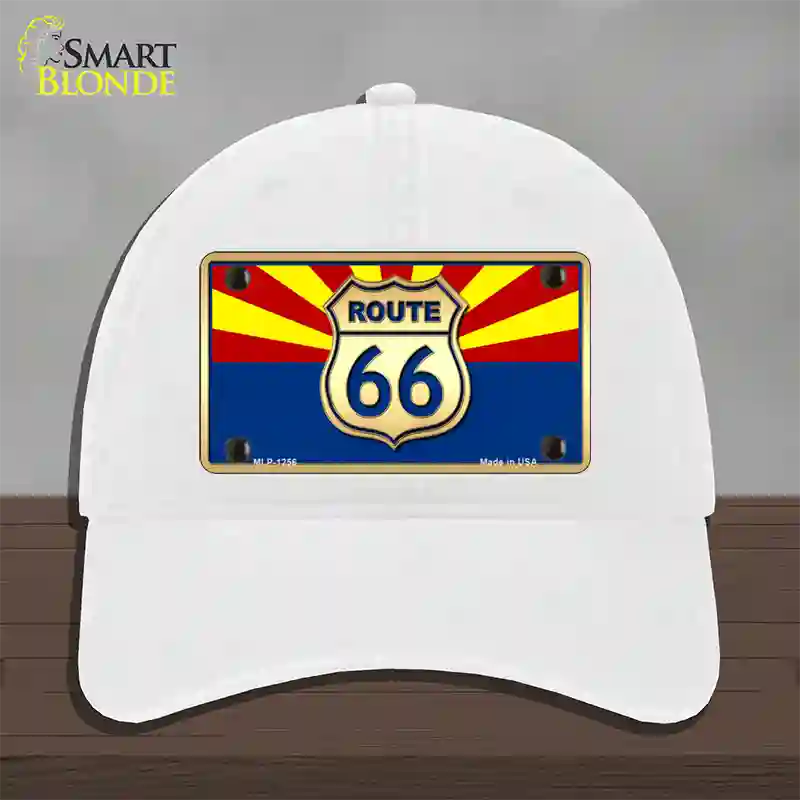 Route 66 Arizona State Flag Novelty License Plate Hat Unconstructed Cotton / White