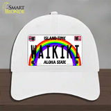 Waikiki Hawaii Novelty License Plate Hat Unconstructed Cotton / White