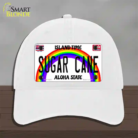 Sugar Cane Hawaii Novelty License Plate Hat Unconstructed Cotton / White