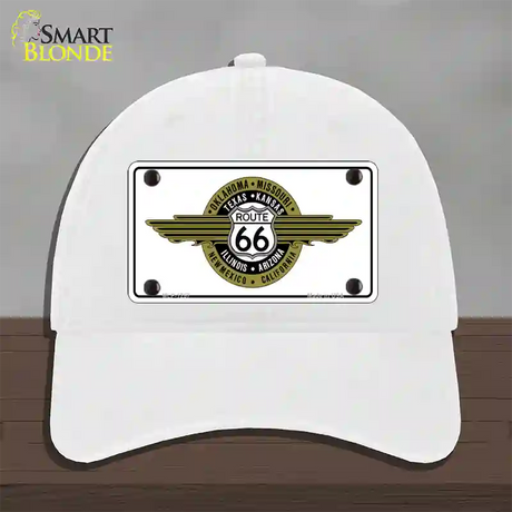 Route 66 Shield Emblem Novelty License Plate Hat Unconstructed Cotton / White