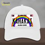 Kahakai Hawaii Novelty License Plate Hat Unconstructed Cotton / White