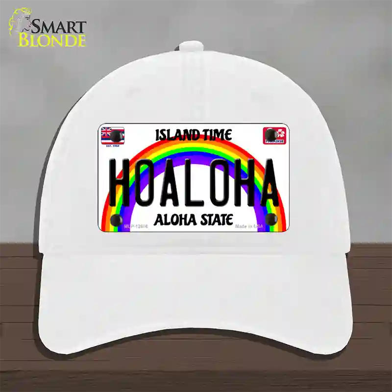 Hoaloha Hawaii Novelty License Plate Hat Unconstructed Cotton / White