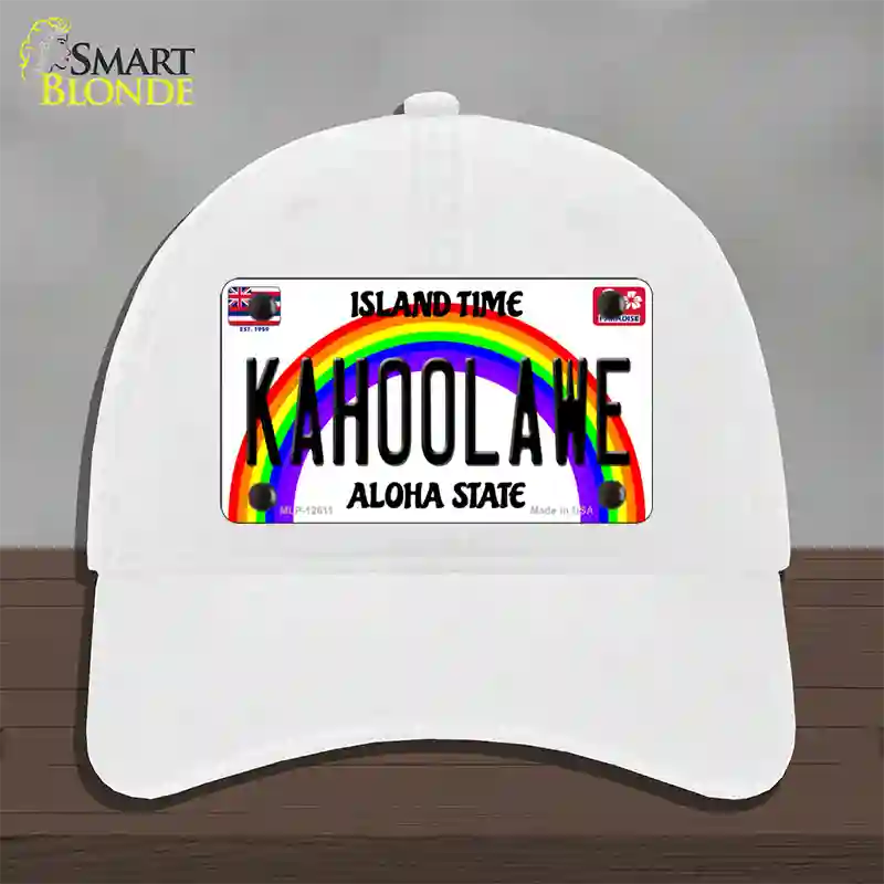 Kahoolawe Hawaii Novelty License Plate Hat Unconstructed Cotton / White